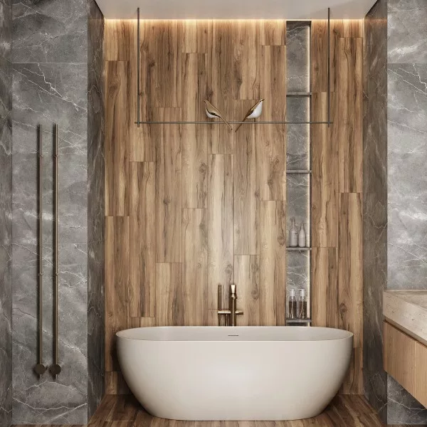 Керамогранит FOSSIL WOOD WENGE 1200 × 200 мм — КЕР007571 — изображение 1
