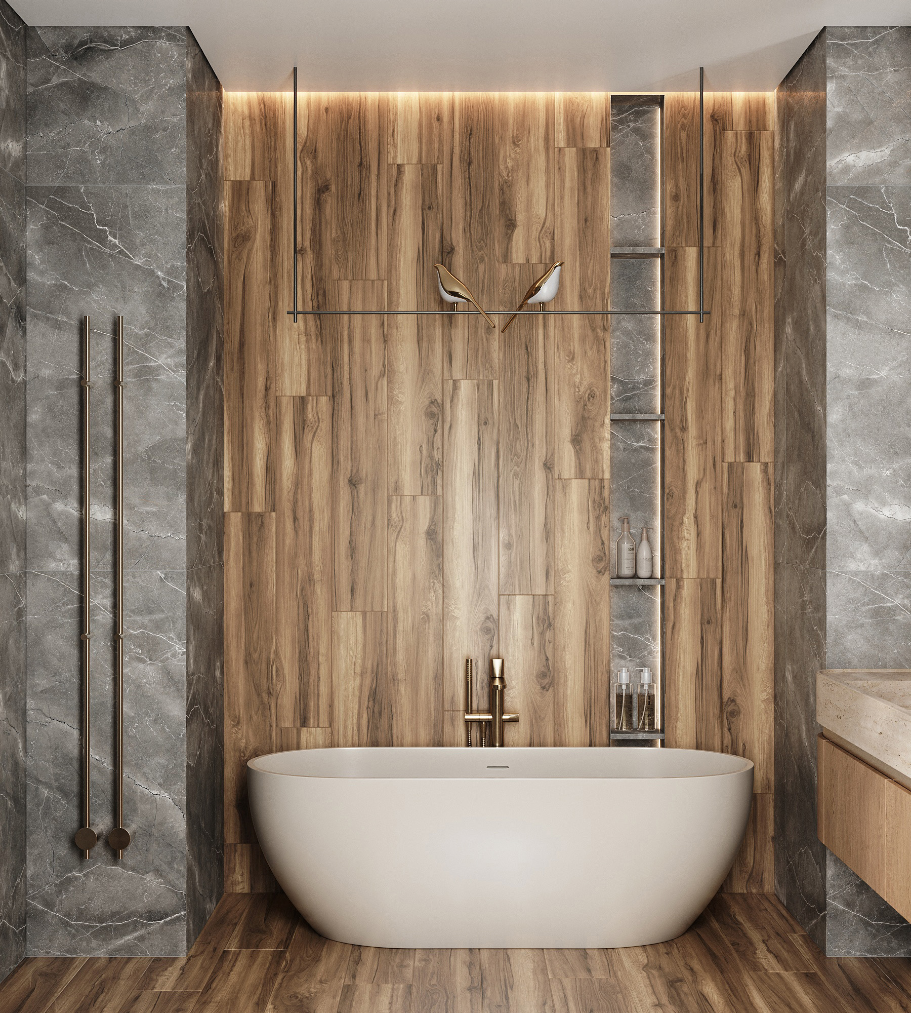 Керамогранит FOSSIL WOOD WENGE 1200 × 200 мм — КЕР007571 — изображение 1