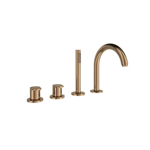 Смеситель в борт ванны термостатический с изливом и ручным душем ALEXIA медь — изображение 1