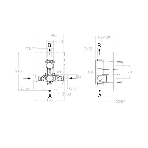 Встраиваемый термостатический смеситель для душа на 2 выхода TZAR никель — изображение 2