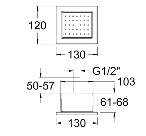 Форсунка для душа встраиваемая квадратная медь — изображение 2