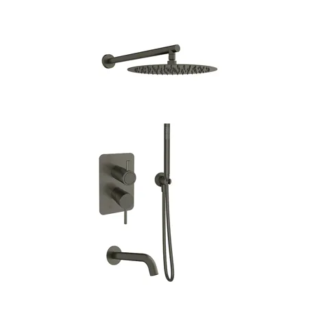 Встраиваемый смеситель для душа с изливом, троп. и ручным душем ODISEA графит — изображение 1