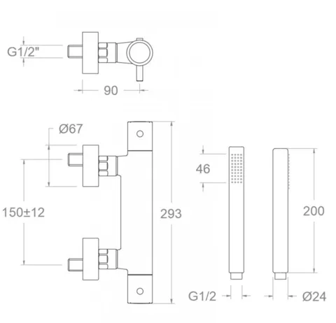 Смеситель термостатический для душа с душевым комплектом ODISEA — изображение 2