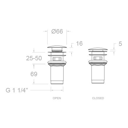Клапан сливной QUICK CLAC 1219LNM черный